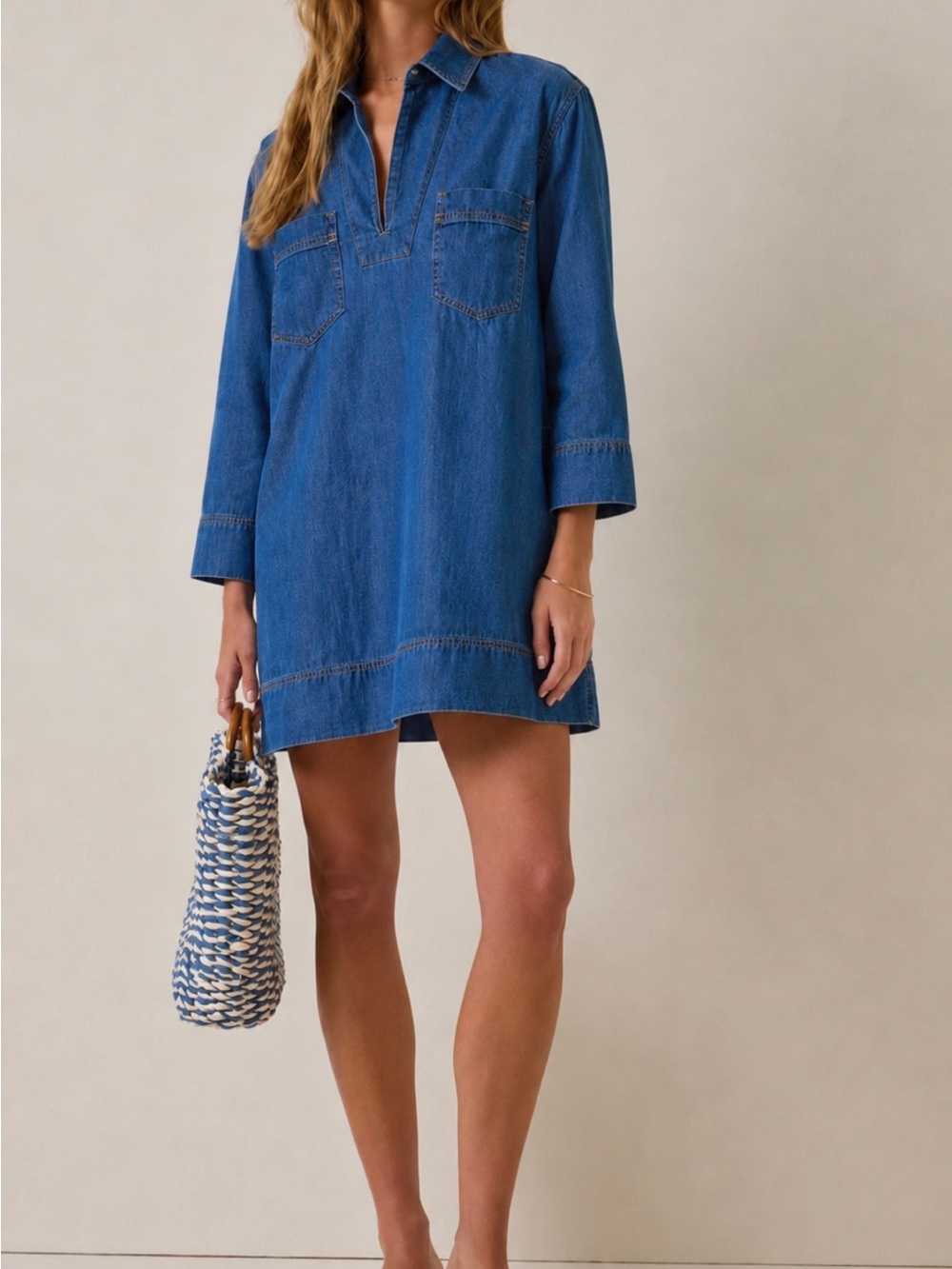 Habitual Blue Denim Tunic Dress Relaxed Fit Size М